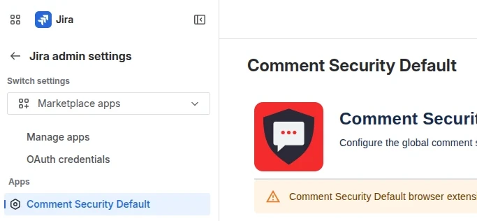 Comment Security Default — Global Config Menu Item